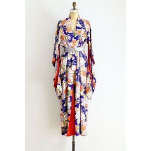 Vintage 1940’s Japanese Yukata Kimono Purple floral size S